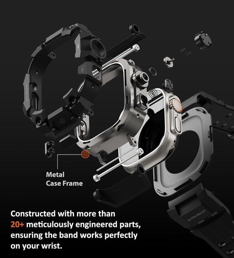 ULTIMAL Rugged Case with Band for Apple Watch 49mm,Compatible with Apple Watch Ultra 3/2/1, Military Grade Shockproof Bumper Cover for iWatch Tactical Band Men (49mm,Black) - Image 5